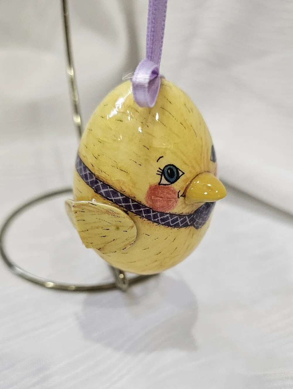 Vintage Paper Mache Yellow Chick Hanging Bird Ornament - Decorative Easter